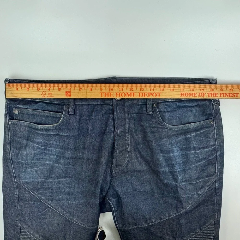 True Religion Rocco Relaxed Skinny‎ Jeans Mens 40 Dark Indigo Moto Ribbed Denim